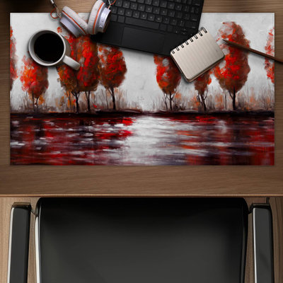 Red trees by the lake - 14.00"x24.25" Desk mat