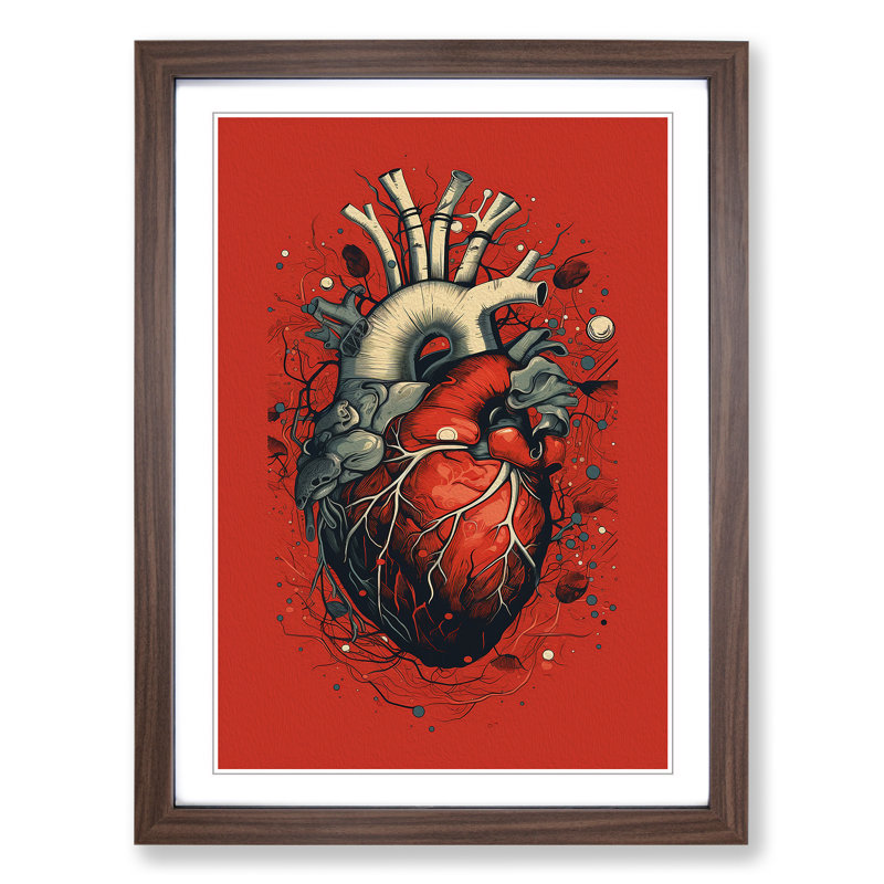 Anatomical Heart Constructivism - Framed Print, 34cm H x 25cm W, Walnut Framed