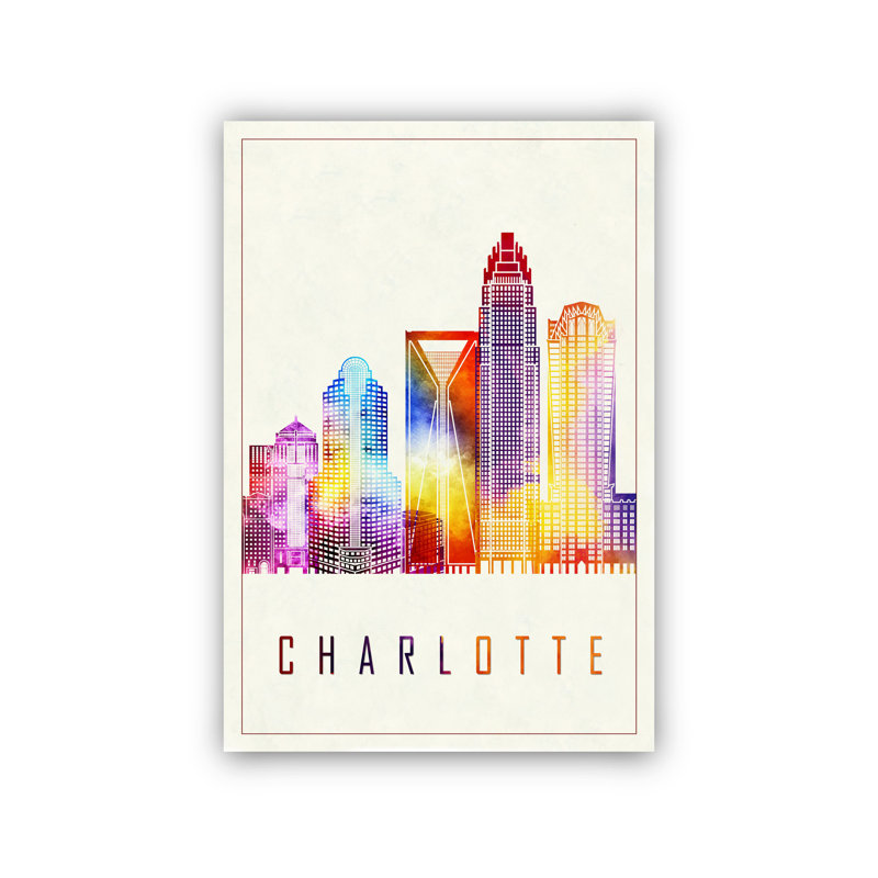 «Charlotte Modern Illustration US City», affiche sans cadre, affiche d'art mural de la Caroline du Nord