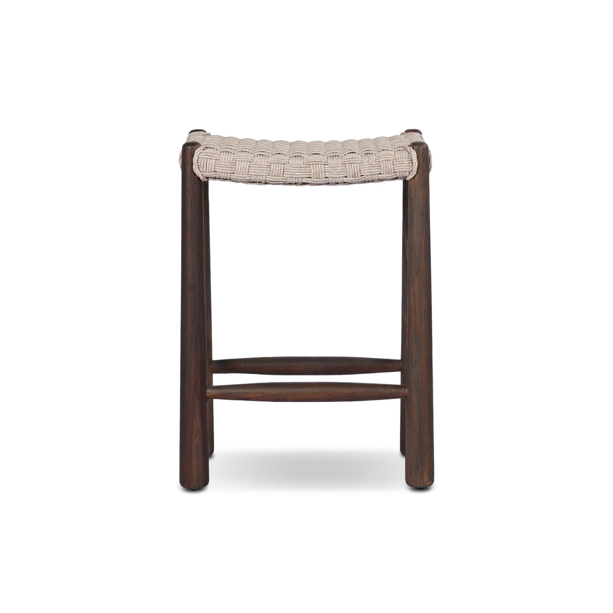 Savio Outdoor Stool-Dark Textured Woven-Counter, Beige, 25.98"