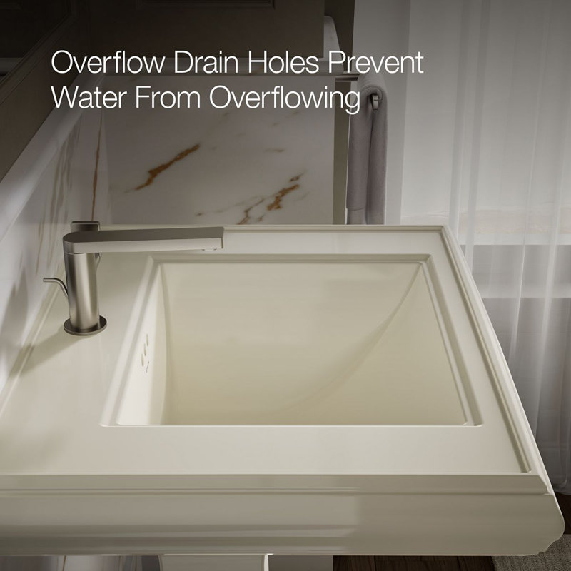 Memoirs® Rectangular Pedestal Bathroom Sink with Overflow, Biscuit, Single Hole Faucet