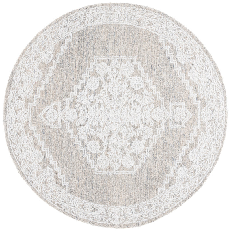 Mehtab Hand Tufted Performance Oriental Rug, Round 6'