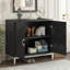 Armoire de rangement décorative avec placage en bois massif et pieds en métal pour le salon, le vestibule ou la salle à manger-200533481