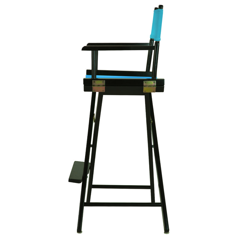 30" Folding Director Chair with Canvas, Black, Turquoise