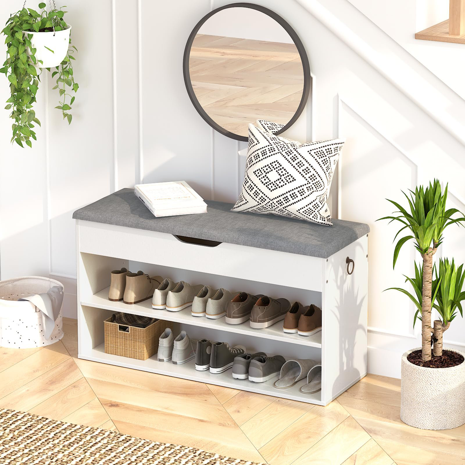 Latitude Run® Shoe Storage Bench With Cushion | Wayfair