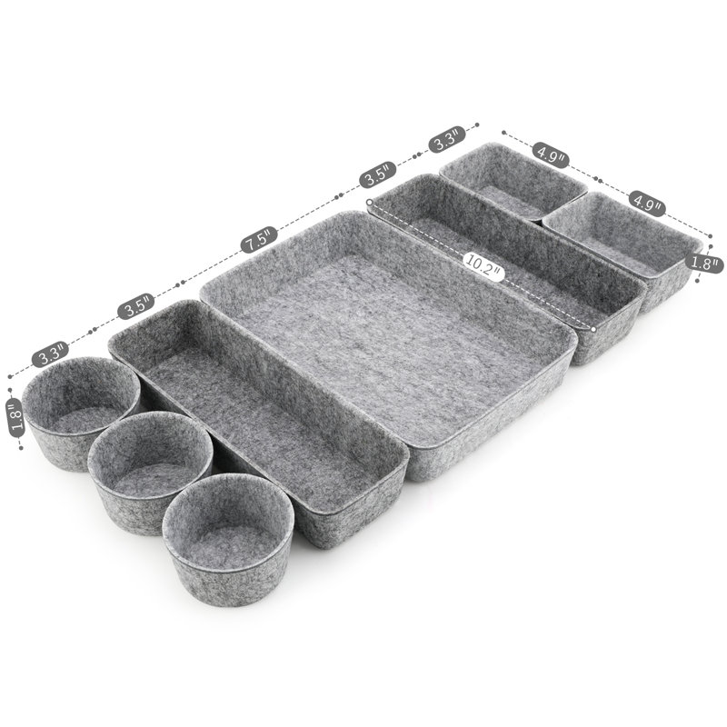 Ensemble de rangement H 2,4 po x l 7,9 po x P 10,8 po, Gris