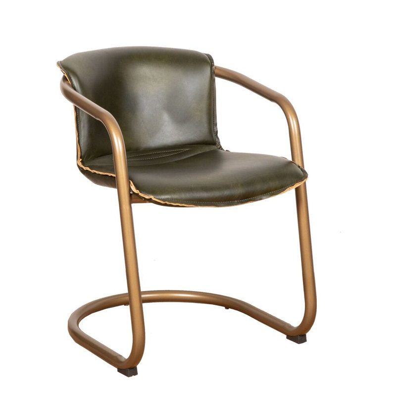 Kokou Leather Dining Chair In Emerald Green