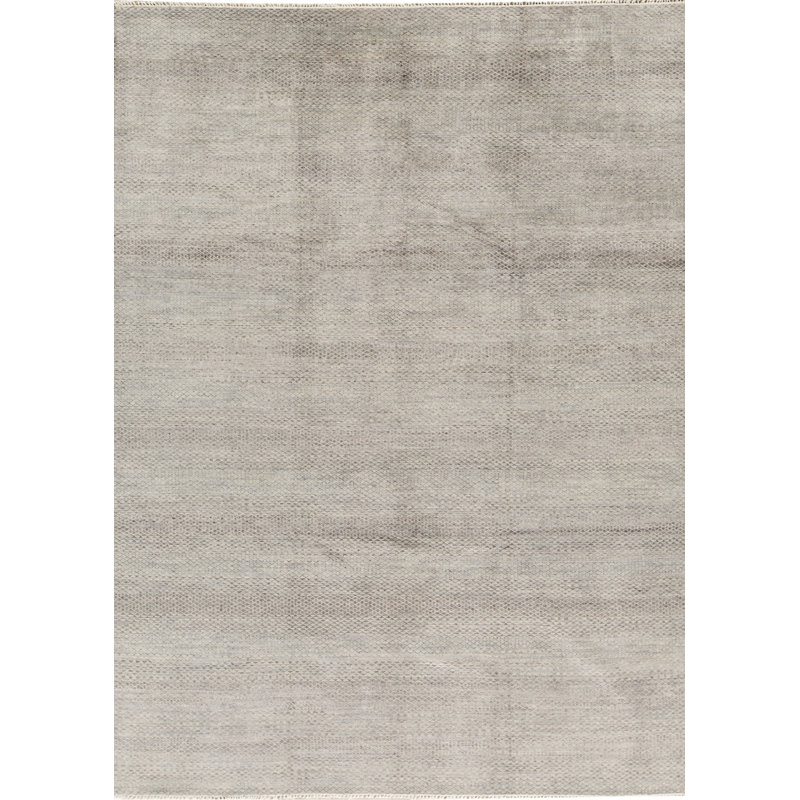 Tapis bleu clair et gris noué à la main de haute qualité