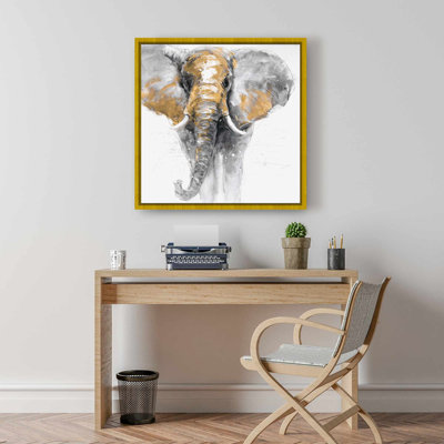 Toile de salon «Golden Elephant Gray» - Art mural animal