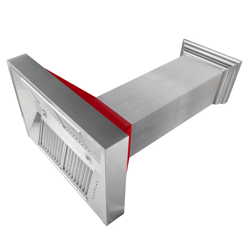 36" Fingerprint Resistant Stainless Steel Range Hood with Fingerprint Resistant Shell (8654SN-36), Red Gloss