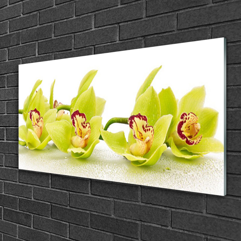 Glass Print Wall Art 100X50cm Image Printed On Glass Decorative Wall Picture Behind Toughened / Tempered Safety Real Glass For Kitchen & Living Room Theme: Flowers Floral