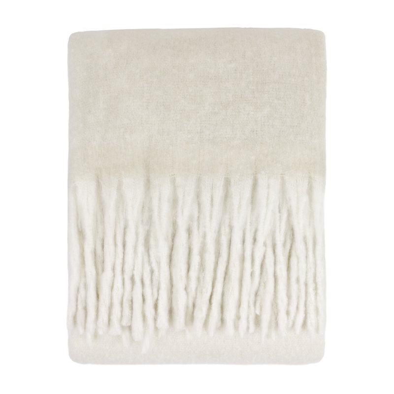 Cozy Machine Woven Throw Blanket, Beige