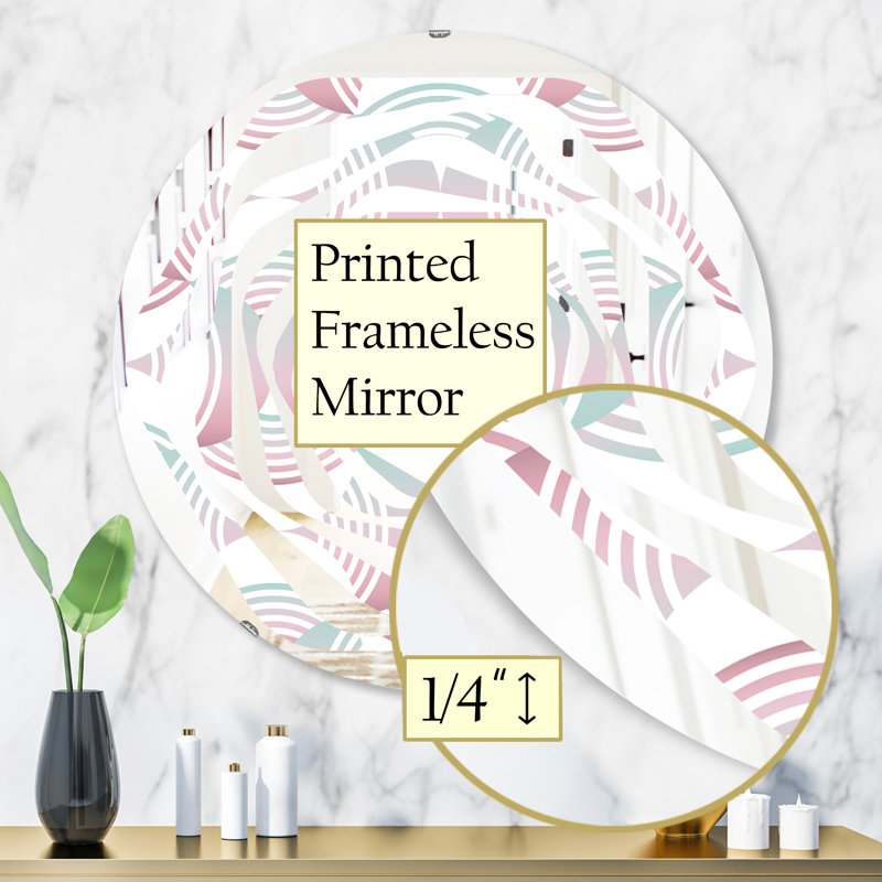 Miroir mural Whirl Coastal, 31,5 po x 31,5 po, Motif géométrique abstrait I