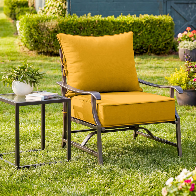 Ensemble de coussins de siège d'extérieur Wynee, 5", Jaune, 24" W x 24" D