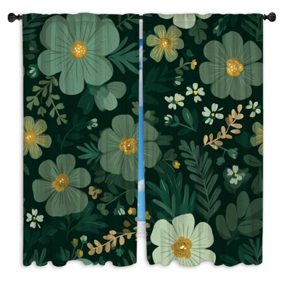 Floral Window Curtains  Nature Sheer & Room Darkening - 2 Panels