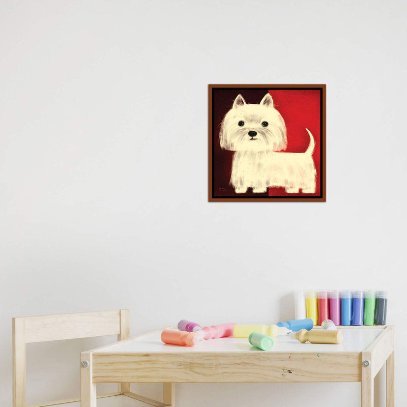 «West Highland White Terrier» par Terry Runyan - impression, Toile avec cadre brun, Pas de tapis, H 18 po x l 18 po x 1,5 po