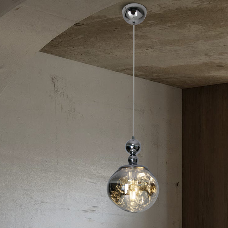 Luminaire suspendu moderne 1 lumière en nickel brossé 6 pouces