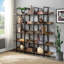 Bibliothèque à 5 niveaux avec bureau ouvert, étagère de style industriel rétro-266371303