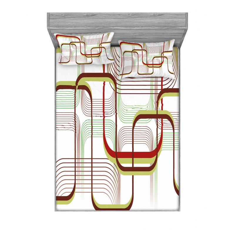 Microfiber Abstract Sheet Set, Queen Sheet Set with Fitted Sheet