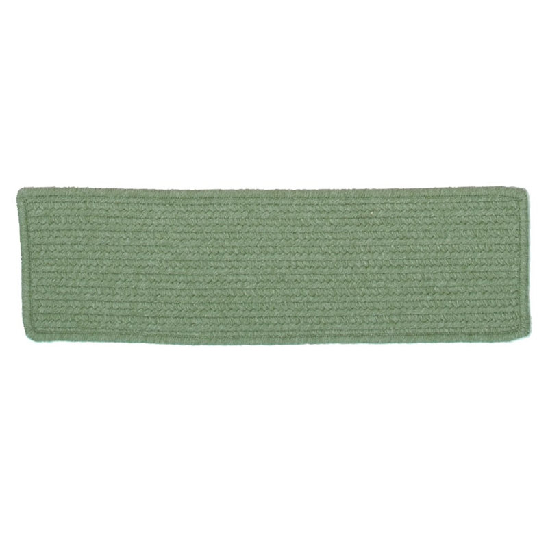 Palm Green Wool Braided Rectangle Stair Tread