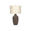 Lighting, H 27 po, lampe de table, céramique grise, abat-jour beige, contemporain