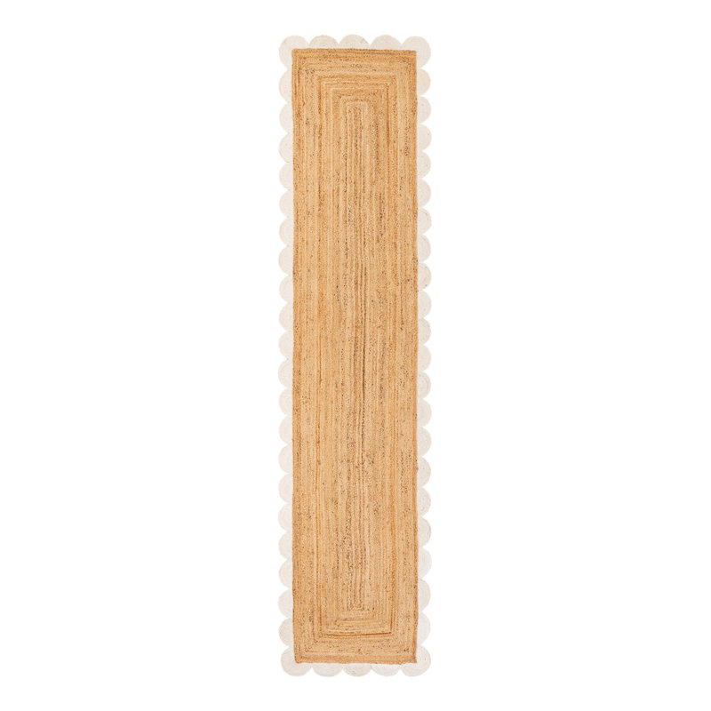 Solid Scallop Braided Jute Rug, Runner 3'3" x 14'1"