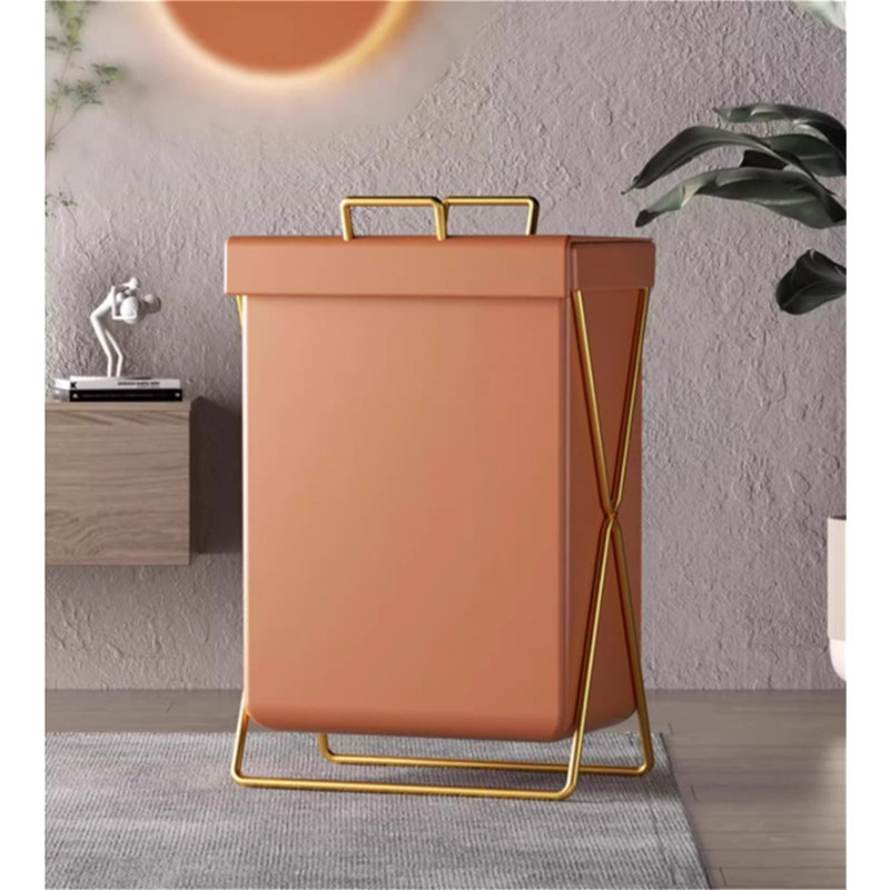 Laundry Hamper with Handles, Pink/Gold