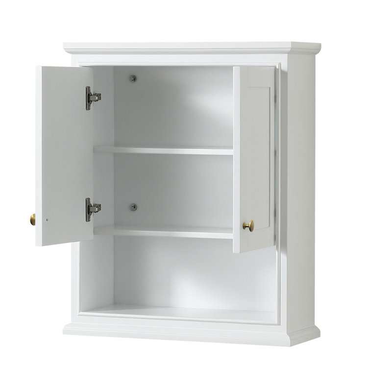 Deborah Bathroom Storage, White/Brushed Gold Trim
