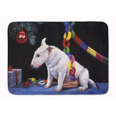 Tapis de bain en mousse à mémoire de forme arbre de noël terrier