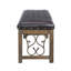 Banc Classic Classic de 56 pouces avec siège en cuir synthétique, finition cerisier, conception en métal et garniture cloutée pour la salle à manger, siège