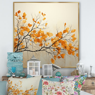 Amber Autumn Leaves - Leaves Wall Art For Living Room