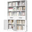 Bibliothèque de 71 po en métal avec 2 portes et 2 tiroirs, armoire de rangement haute avec tablettes ouvertes fixes pour bureau à domicile, salon, bibliothèque moderne