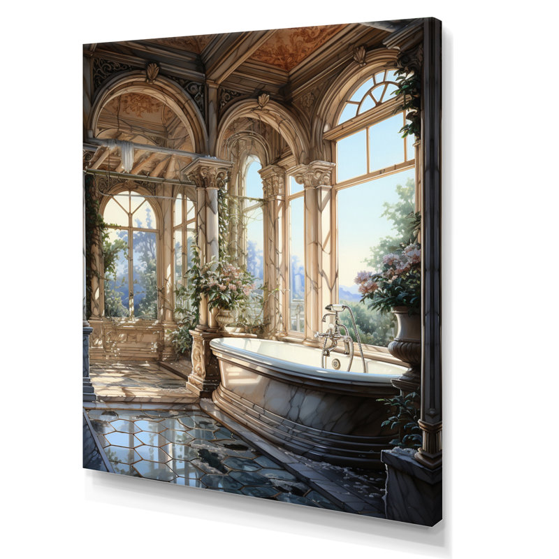 Damante " Bathroom Classic Marble I ", Wrapped Canvas, 32" H x 16" W x 1" D