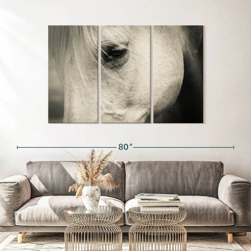 Œil de cheval blanc - impression sur toile tendue 3 pièces, H 36 po x l 57 po x P 1,25 po