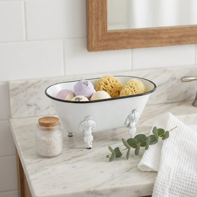 Lavande Metal Fleur-de-Lis Tub Decor - Small - White