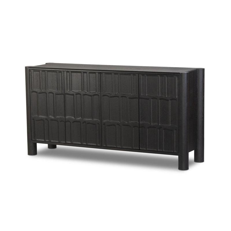 Ezri 4 Door Sideboard-Black Oak, Black Oak