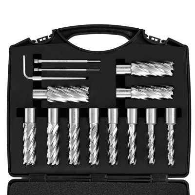 Cutter 13 Pcs M2al Drill Bits 7/16" To 1-1/16" Diameter 2" Depth With 2 Pilot Pins Wrench Portable Case For Magnetic Wear - Efficient Cutting