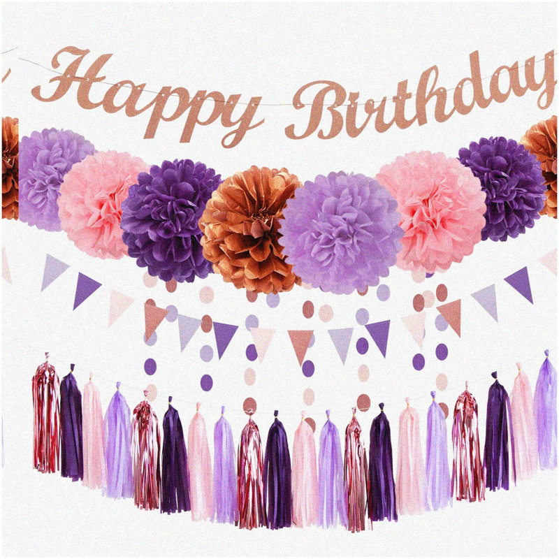 PartyPalooza 40M Pennant Banner, Pink/Purple