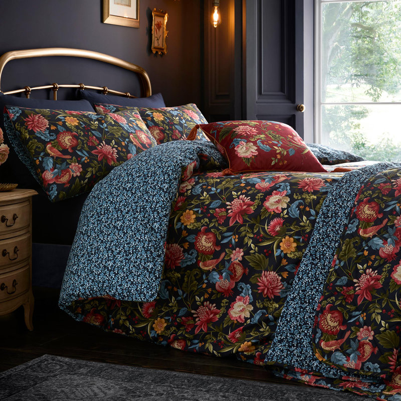 Cotton Floral Duvet Cover Set with Pillowcases, Single Duvet Cover + 1 Standard Pillowcase