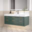 Meuble-lavabo vert 48 po avec comptoir en marbre d'ingénierie, lavabo simple encastré, six tiroirs à fermeture en douceur