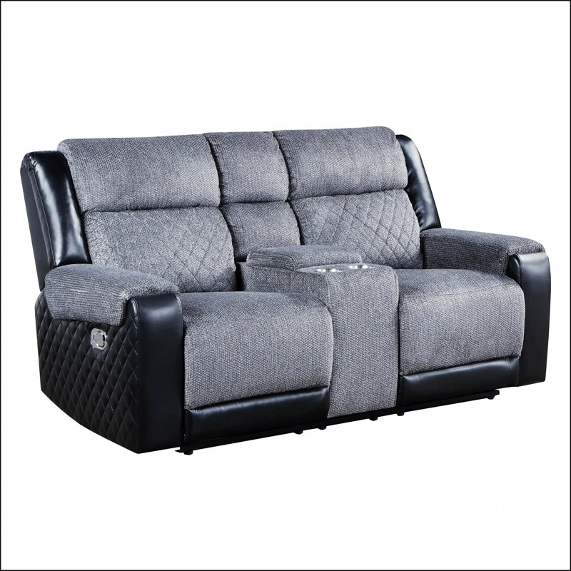 Canapé inclinable ALICIA GRIS / NOIR et causeuse, parfait pour la détente avec un mécanisme d'inclinaison en douceur et un design élégant.