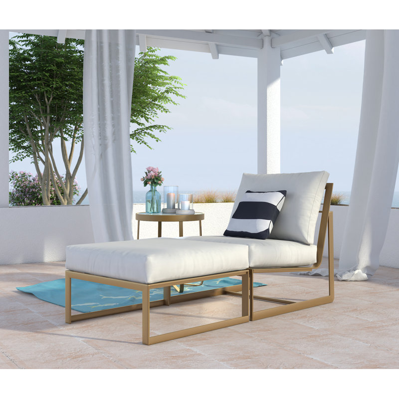 Elle Decor Mirabelle Outdoor Lounge Chair and Ottoman, French Gold