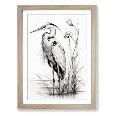 Heron Line - Single Picture Frame Print on Wood
