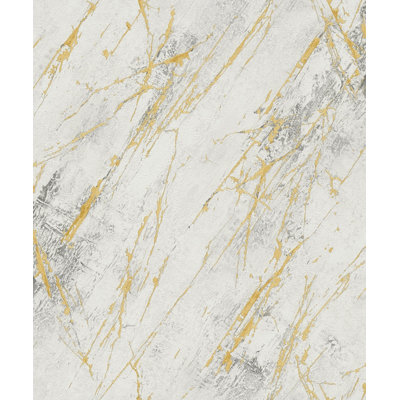 Bricks and More Collection Metallic Marble Motif Wallpaper Roll