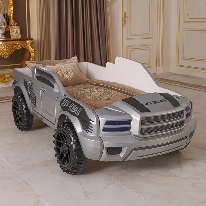 Tonie Truck Twin Bed, Interactive Lights And Sound Effects, ABS, Gray