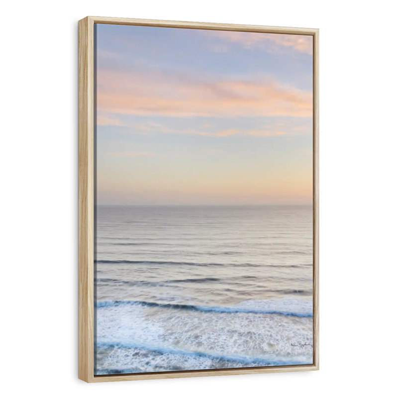 Sunset On Redwoods Coast, Floating Frame Natural Wood, 9" x 13"