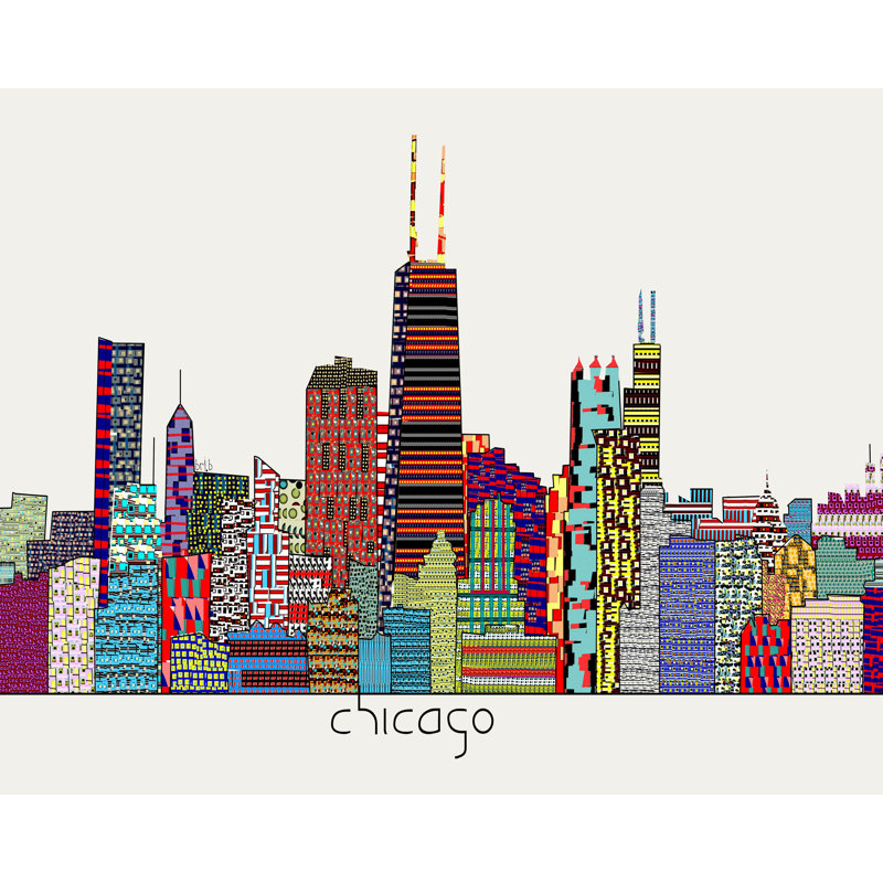 «Chicago City» par Brian Buckley sur, Toile avec cadre flottant, H 36 po x l 48 po, Doré