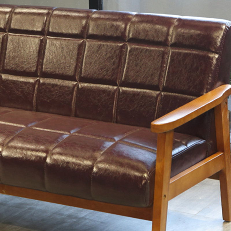 Banc rembourré en similicuir Retro Casual, Café