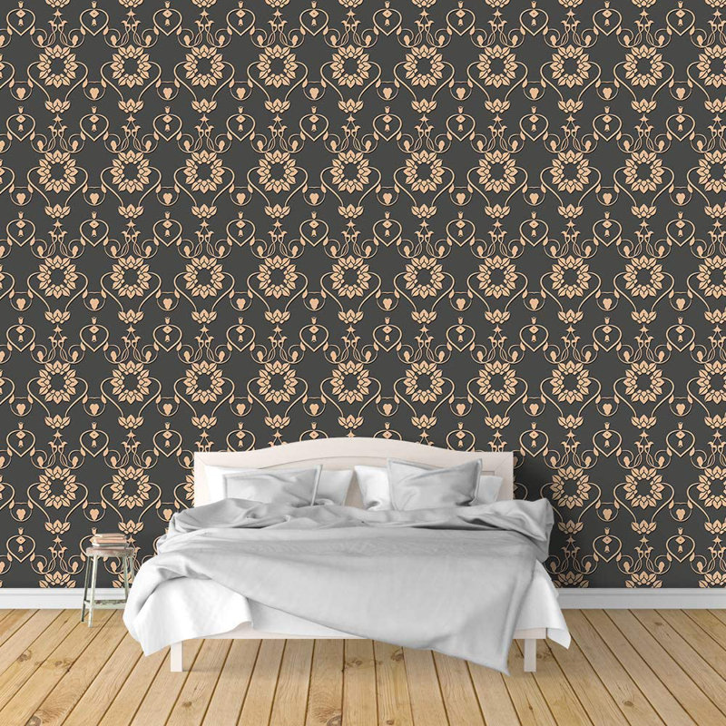 Toile Damask Peel & Stick Toile Border, 100" L x 144" W, Dark Gray