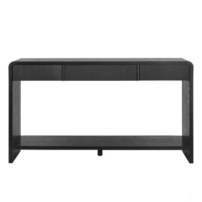 Modern 4-Drawer Console Table With Vertical Slats, Round Edge Design, Perfect For Entryway, Hallway Or Behind Sofa